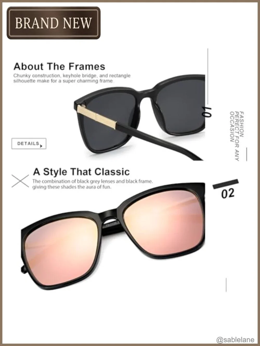 Oversized Square Sunglasses UV400 Protection Polarized Lightweight Women
